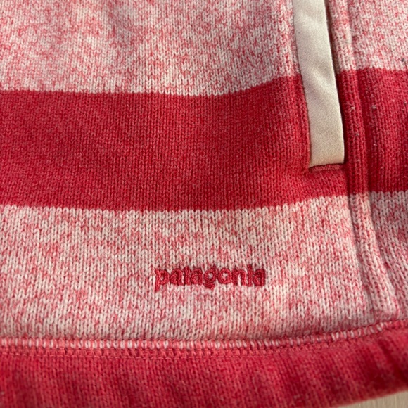 Patagonia Women’s Light Pink Striped Half-Zip Fleece Pullover Size L - Picture 3 of 11